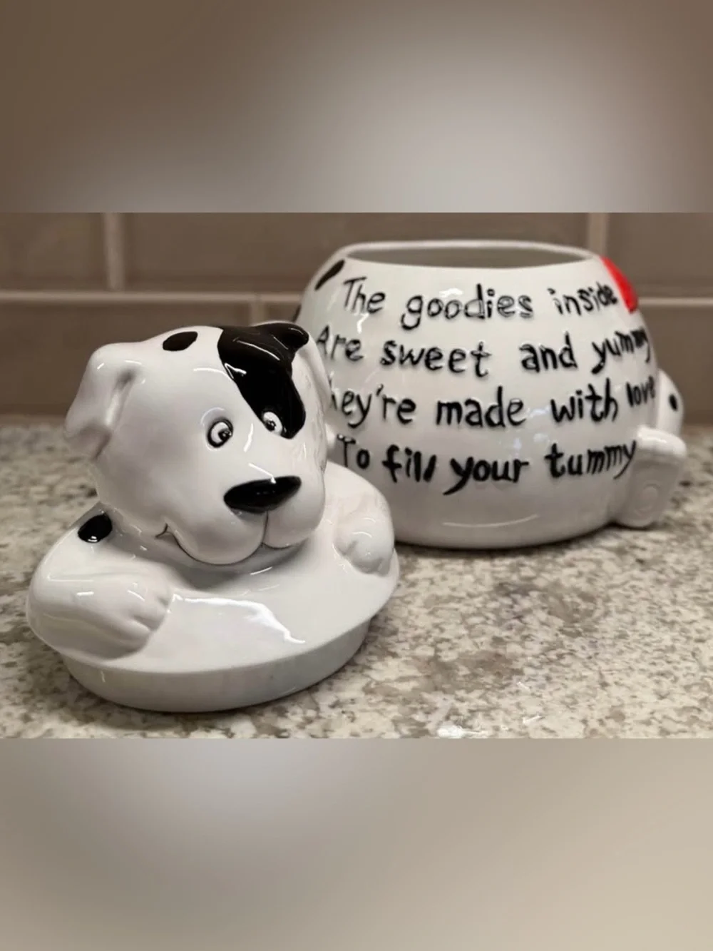 GANZ Dalmatian Puppy Cookie Jar Ceramic Dog Kitchen Decor Canister Treat Cottage